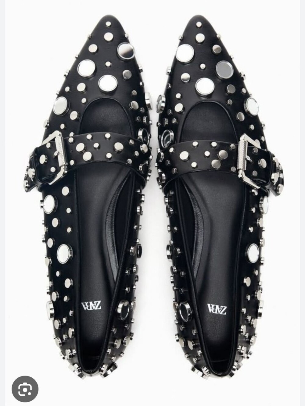 Zara Mirrored Leather Mary Jane Flat